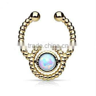 faux opal flax fake septum clicker nose piercing Body Jewelry