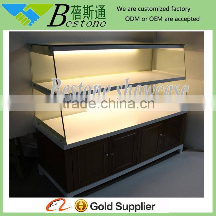 custom glass bakery display shelves showcase with led light
