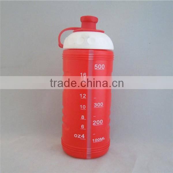 CHINA RED BPA FREE PE SPORTS BOTTLE WITH WATER LINE AND CAPS