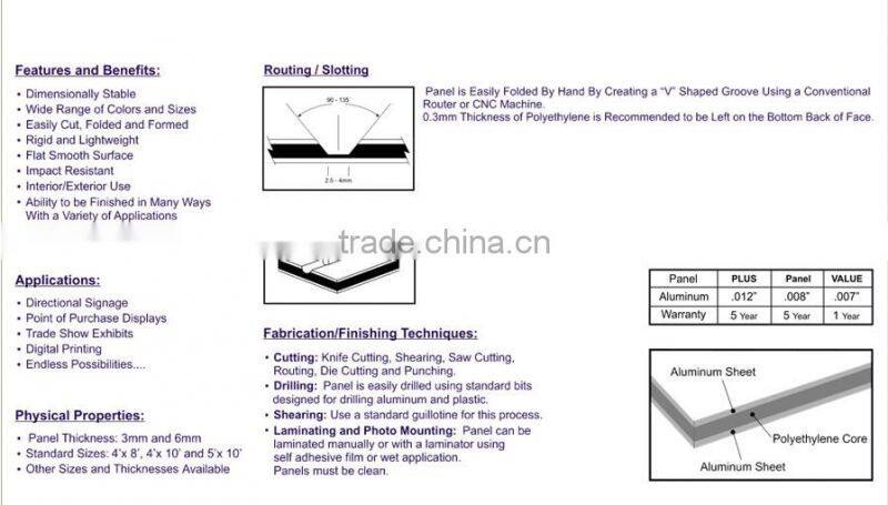 PVDF 6mm dibond guangzhou sandwich panel reynobond