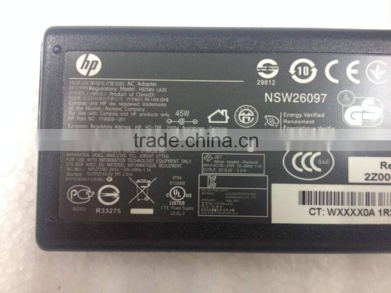Newest 4.5*3.0mm blue tip battery charger for hp 719309-001 19.5v 2.31a power charger