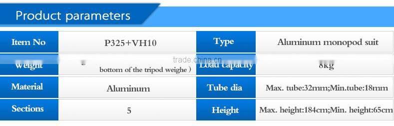 New most stable leg and Professional Telescopic Monopod extendable 5 sections aluminum Fluid video camera monopod