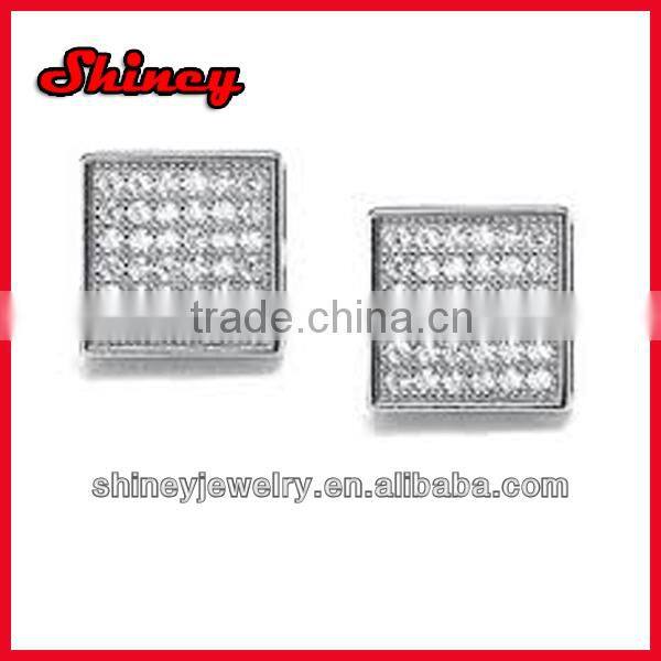 solitaire accent round AAA cubic zirconia sapphire stud earring