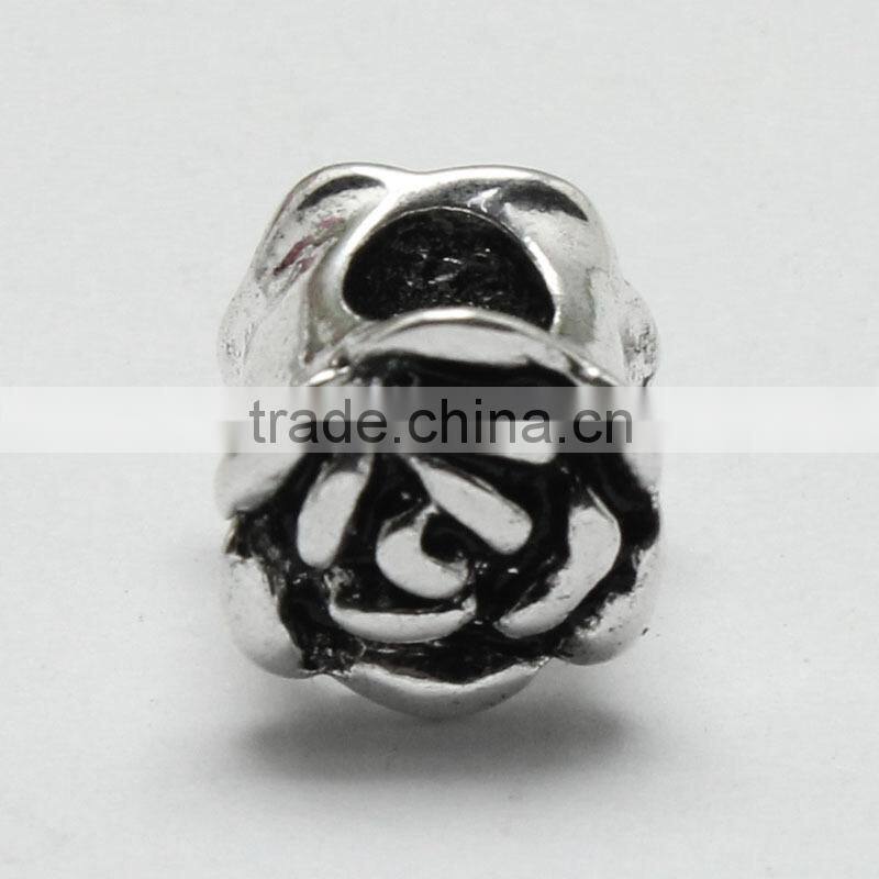 Pdora Jewelry Accessories, Rose Shape DIY Zinc Alloy Hanging and Slider Beads