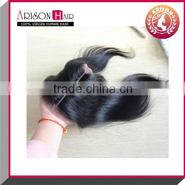 2014 Qingdao whosale factory price top quality brazilian hair 10 inch silk base closure