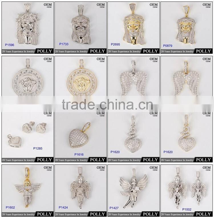 Fashion new design B wing shape hip hop 10k gold pendant setting diamonds jewerly