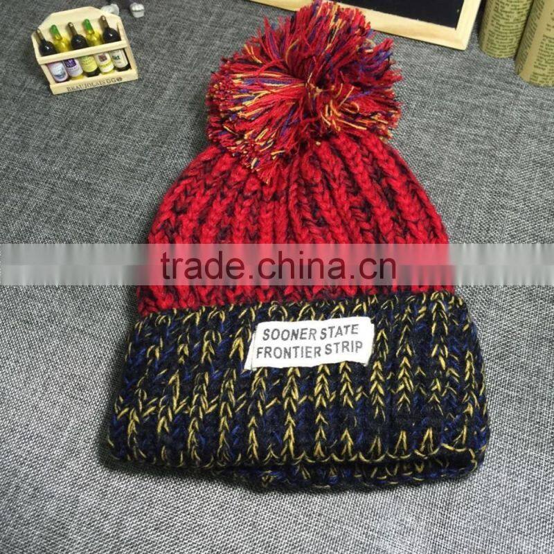 Autumn Winter Warm Keeping Colorful Knitting Pom Pom Hats and Caps Manufacturer