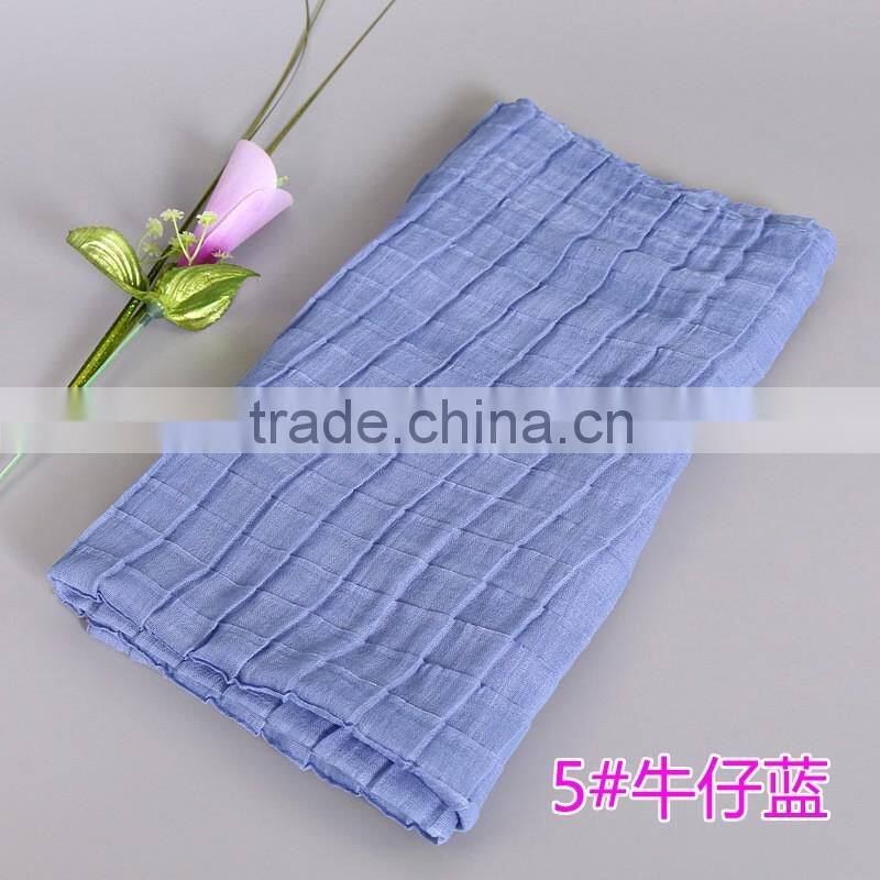2016 Newest Check Pattern Embossed Plain Viscose Women Scarf