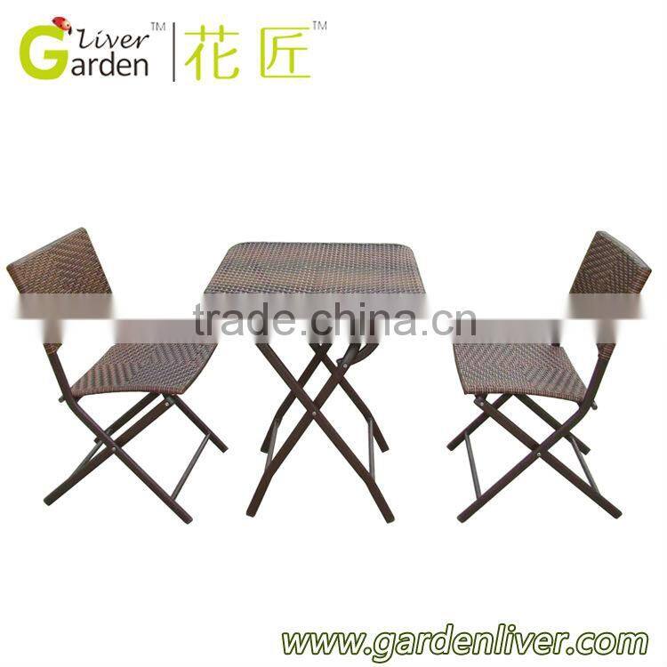 outdoor folding patio furniture wicker/rattan bistro set in antique copper HYT3367