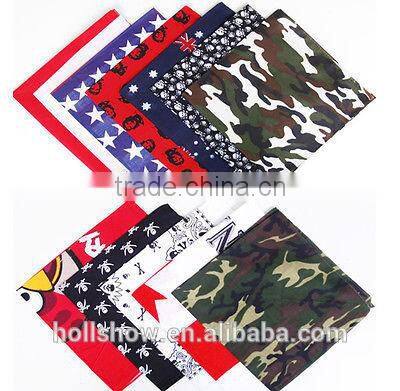 Flag Camouflage Printed Square Neckwear Cotton Bandana