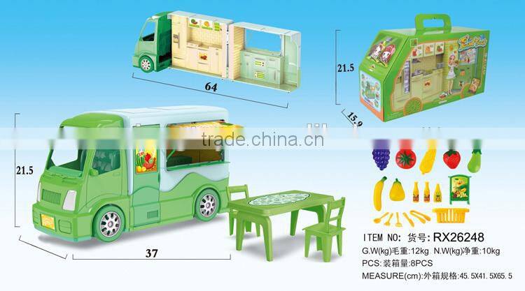 Children toy kitchen tool set breakfast cart mobile coffee cart