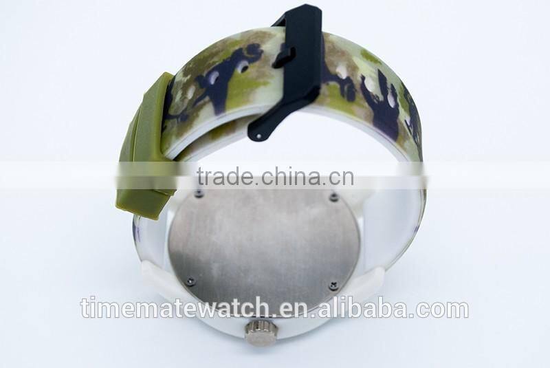 silicone camouflage strap wristwatch quartz stainless steel back watch