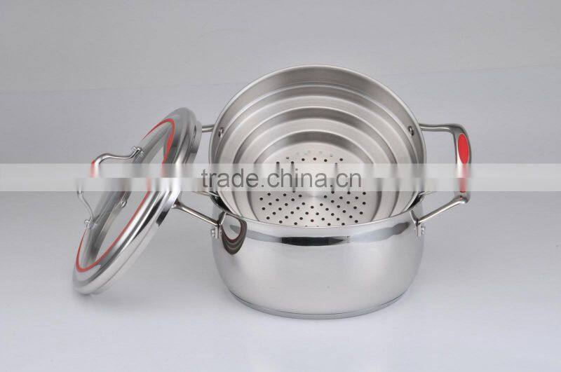 2014 new products garden gift stainless steel metal rena ware steamer multiple set casting with silicone handle&knob