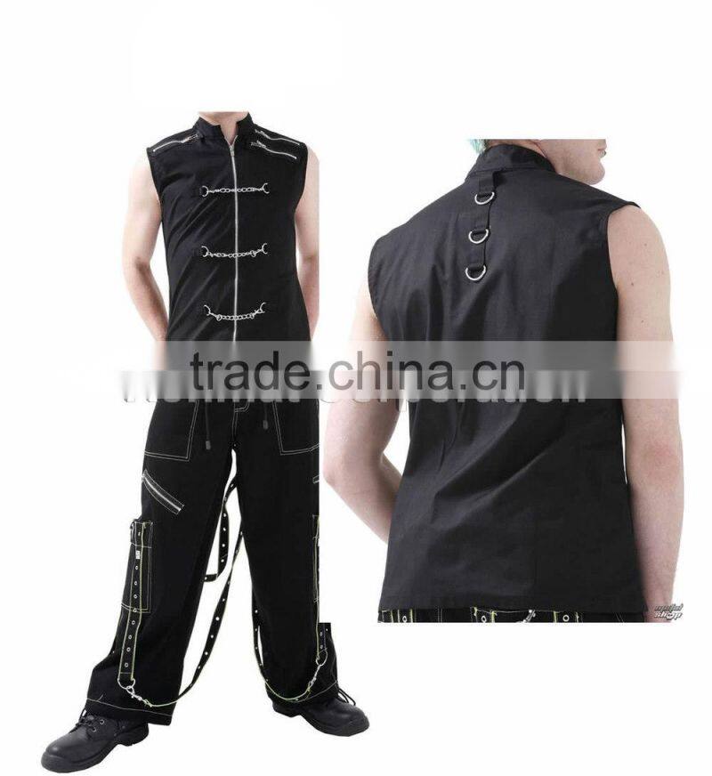 MENS GOTHIC STYLE COTTON VEST SLEEVELESS BACKSIDE D RINGS
