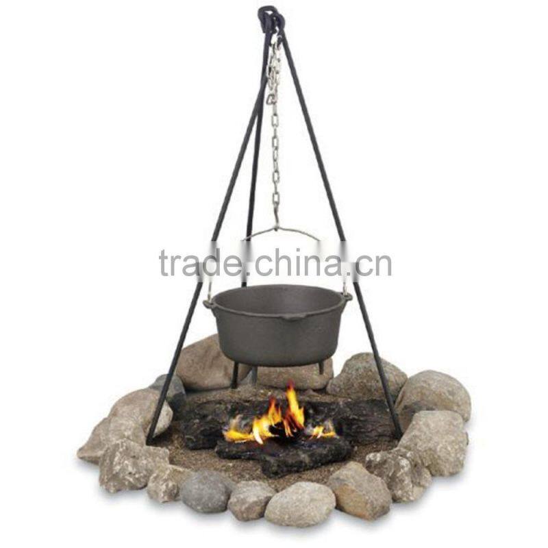 Pre-seasoned BBQ camping outdoor cast iron cookware dutch oven/pot with tripod