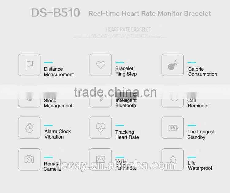 Desay Wholesale Vibration Heart Rate Bluetooh Smart Watch Bracelet DS-B510 iOS 7.1 + Android 4.3 +