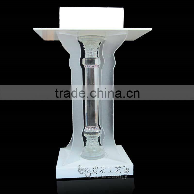 Acrylic lectern with crystal column/ cheap acrylic pulpit