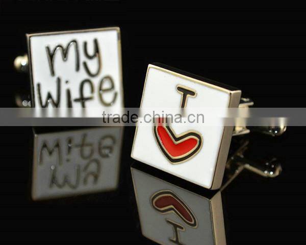 Wedding Gifts For Guests Engraved I Love My Wife Enamel Souvenir Metal Wedding Cuff Links