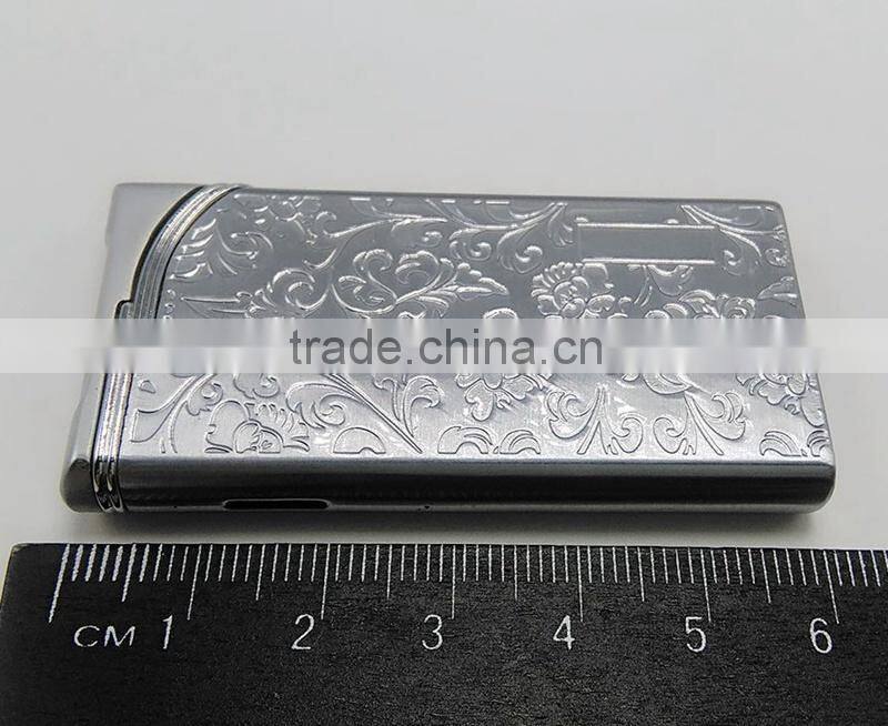 Silver metal lighters laser cigarette case thin lighter