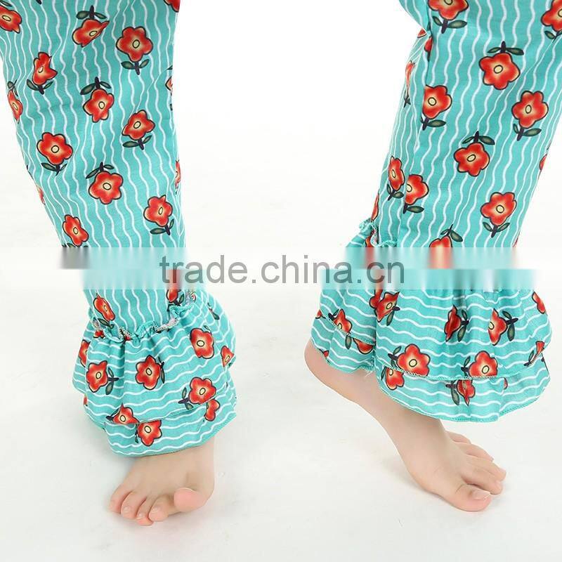 2016 Newest Wholesale boutique girls clothing sets baby ruffled pant sets kid 100% cotton outfit