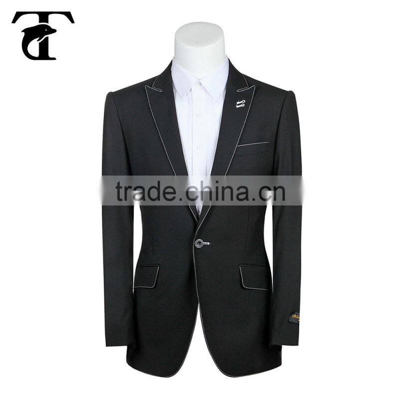 Latest Coat Pant Design Fashion black Color Korean Style Slim Fit man suit