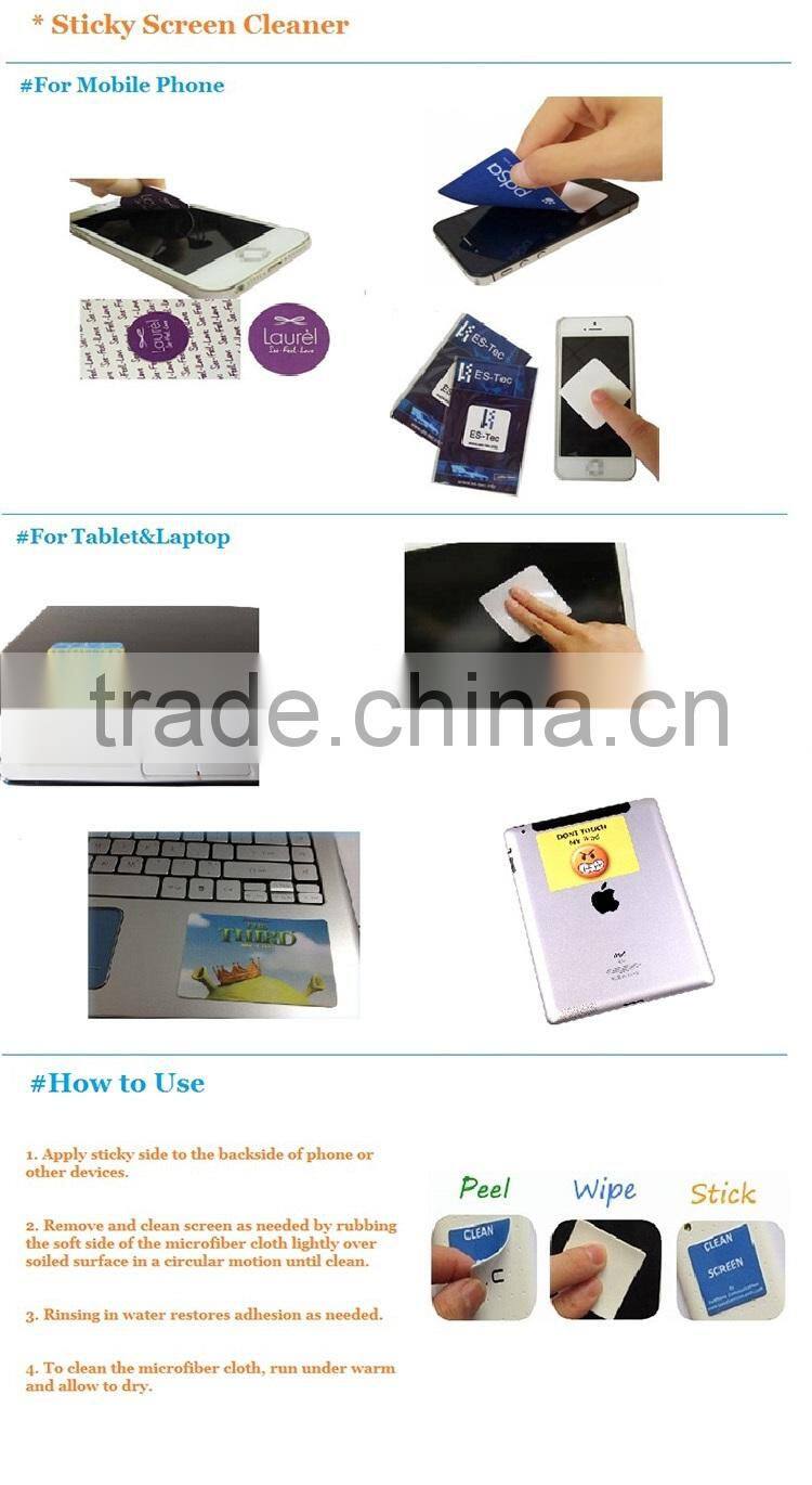 Microfiber Adhesive Custom Shape Mini Sticky Cell Phone Cleaner