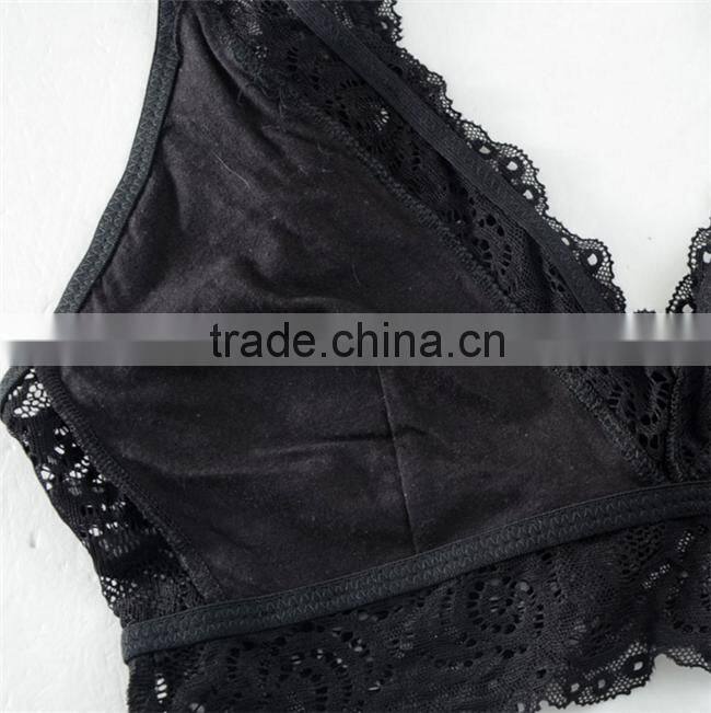 Wholesale High Quality No Rims Thin Lining Black Lace Bra