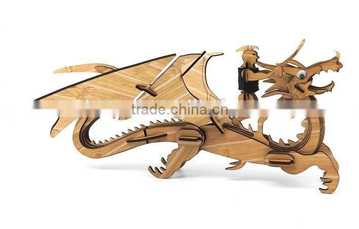 DIY Educational 3d wooden dinosaur puzzle for gift