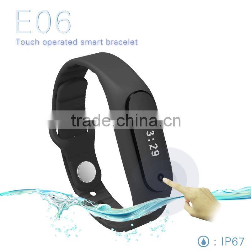 2015 Touch Screen Smart Band Wristband E06 Bracelet Fitness Wearable Tracker Waterproof IP67 Bluetooth Watch for Android 4.4
