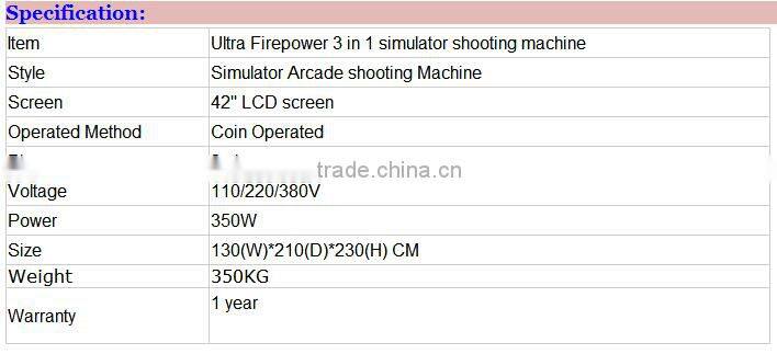 Coin operated Unltra Fire Power double players shooting arcade game machine for sale