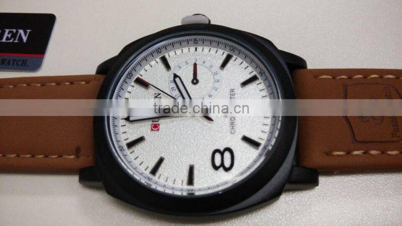 2015 waterproof Sport style Man original Curren watches Luxury Band Leather Strap quartz Clock 43mm Dial Vintage