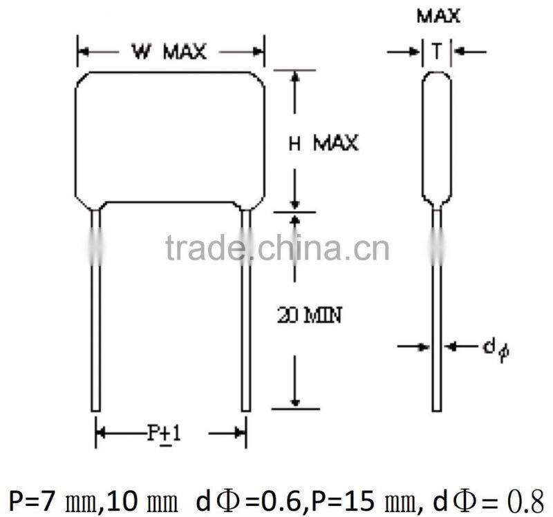 High Frequency Low DF 10000pF 50V Polypropylene Film Capacitor