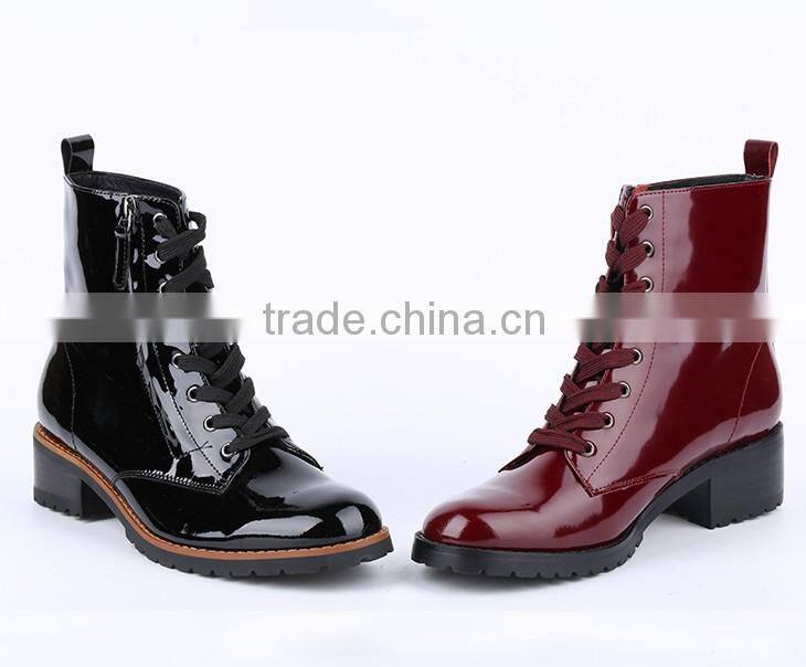 Customized high quality low thick heel casual ankle boots shoes 2016