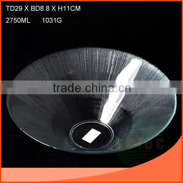 2200ml clear glass food and fruit bowl in blue