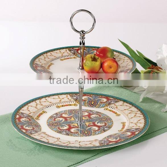 Porcelain home cake stand,China pocerlain dinner plate,cholocalate cake plate