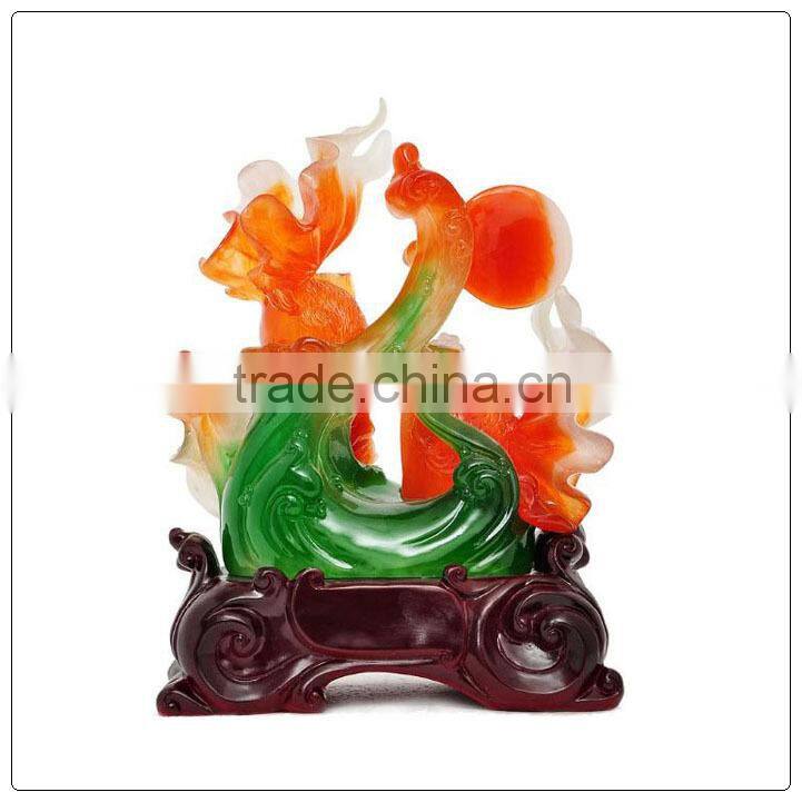 Red jade color Chinese Luckly fengshui fish ,fish statue
