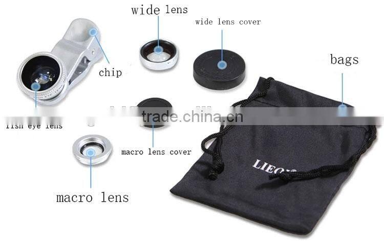 Fish eye universal 3 in 1 mobile phone chip lens fisheye wide angle macro camera for iphone 6s plus 5s/5 htc samsung S6 S5 S4