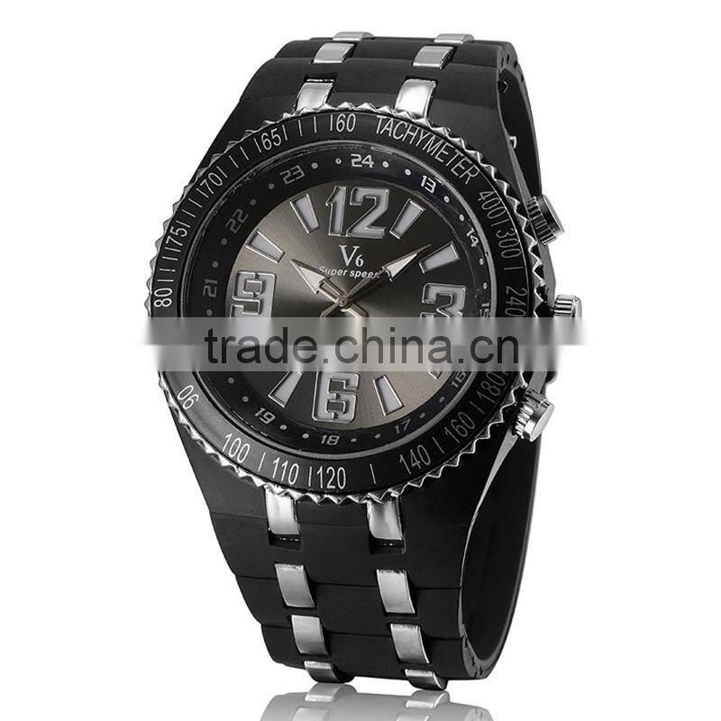 WJ-5414 big face silicone trendy attractive top brand V6 night luminous men and women watch