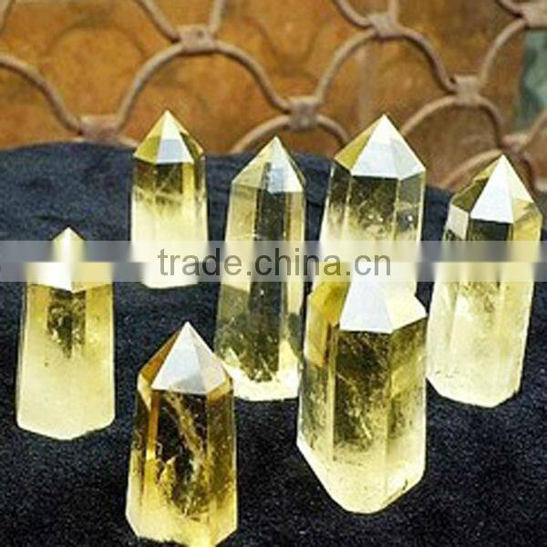 Natural Crystal Citrine Point Fengshui Crystal Column
