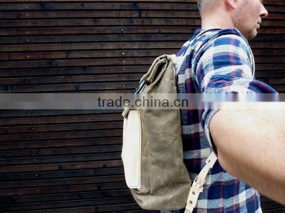 Custom high quality waxed canvas backpack