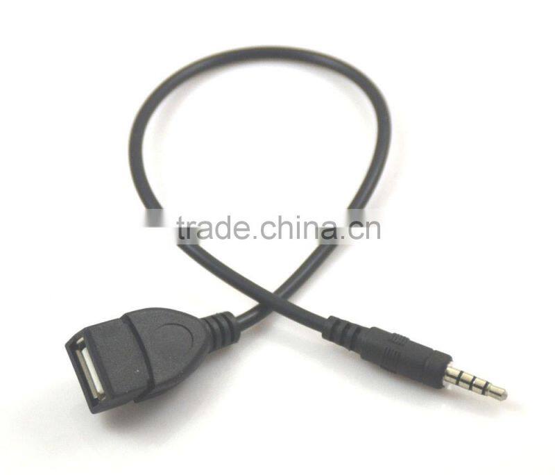 New 3.5mm Male Car AUX Audio Plug Jack to USB Female Cord Converter Cable