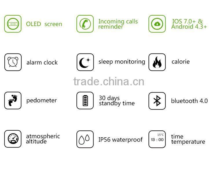 Touch Screen Smart Band Wristband Bracelet Fitness Wearable Bluetooth watch for Android 4.4