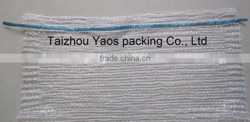 PE raschel knitted mesh bag drawstring vegetable raschel mesh bag