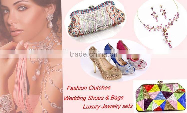 multicolour rhinestone women jewelry set in latest design/wedding necklace and earring sets