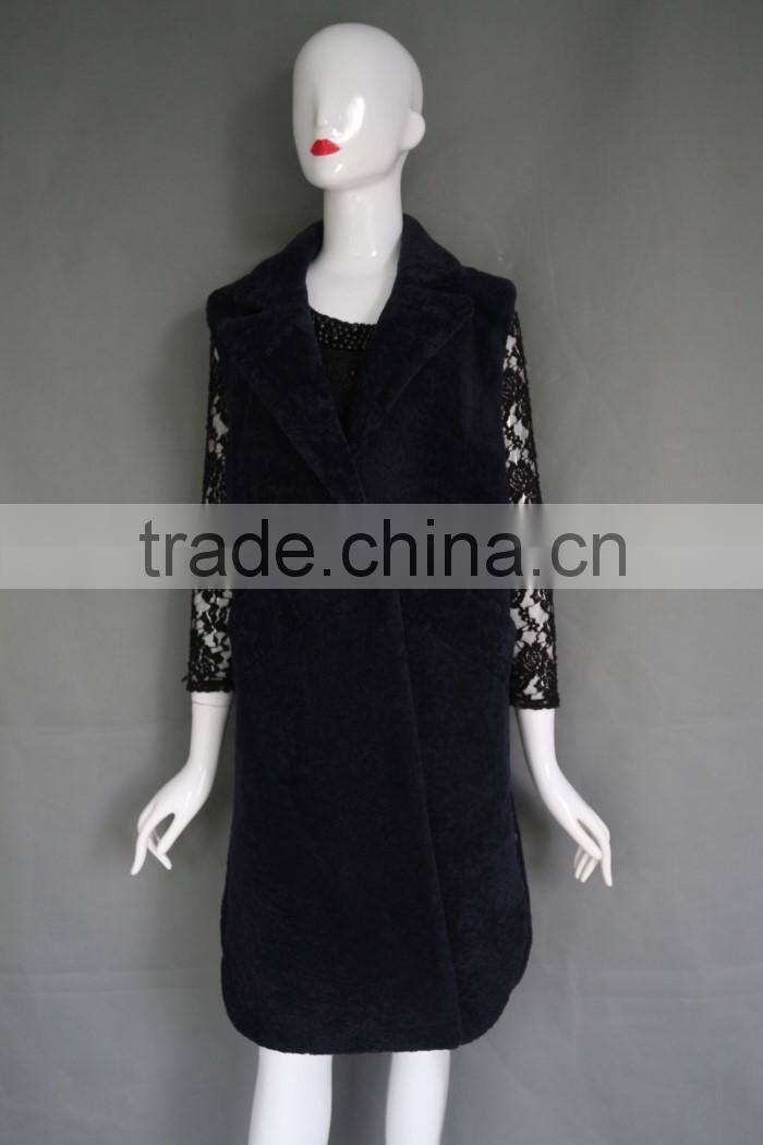 Korean women's merino sheep fur long cashmere coat & winter long fur coat with for girls