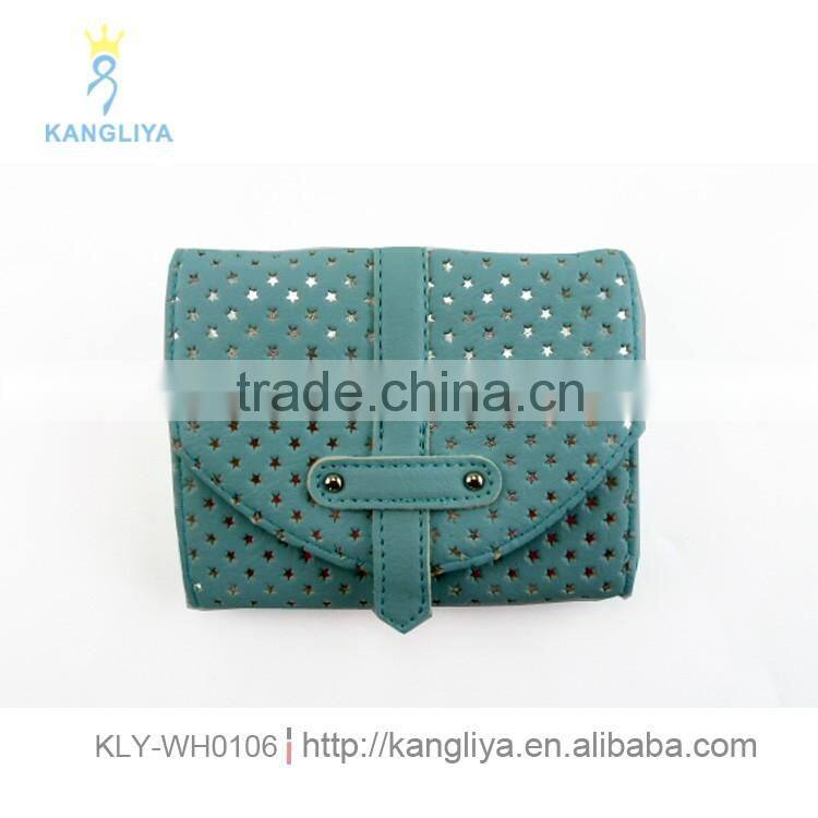 Ladies small fashion purse with craftwork punching star outside little elegance wallets fancy moeny bag