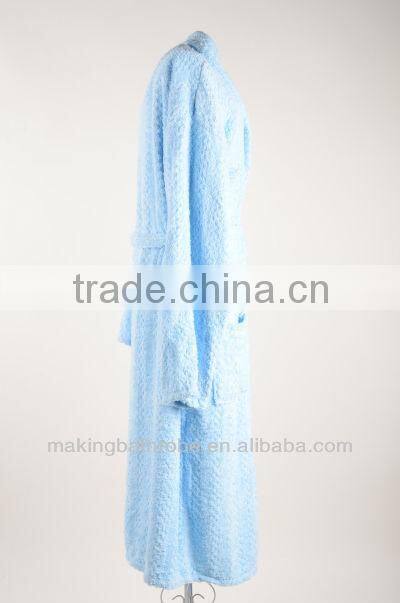 high-quality light blue 100%cotton terry cloth hotel bathrobe