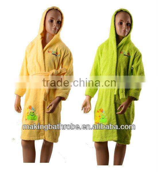 High quality short sleeves terry bathrobe for kids