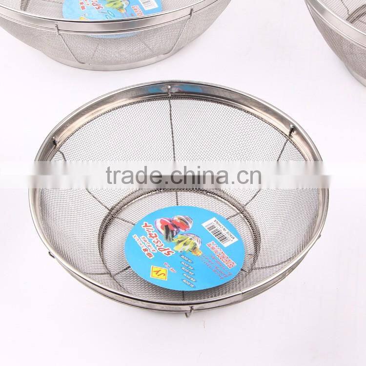 Stainless steel fruit colander basket kitchen storage wire msh basket