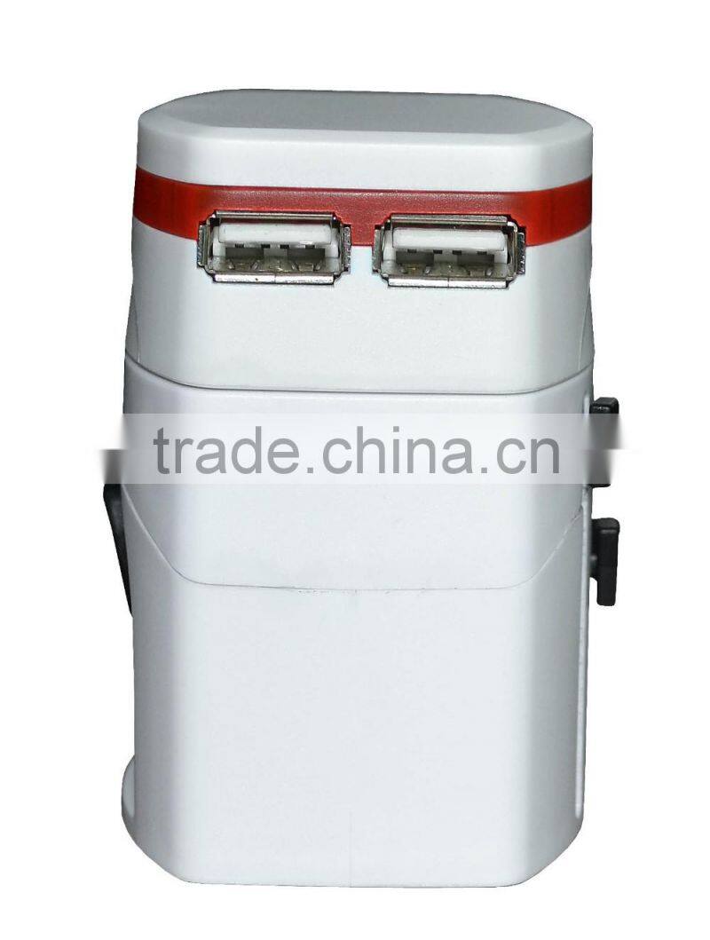 International universal travel plug adapter with dual usb charger